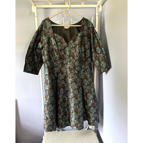 Eshakiti Floral Sweatheart Dress 2X 20W Preppy Plus Size Romantic - Picture 1 of 9
